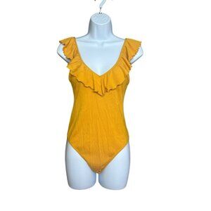 Wilfred  Danette Ruffle V-neck Ribbed Bodysuit Size L